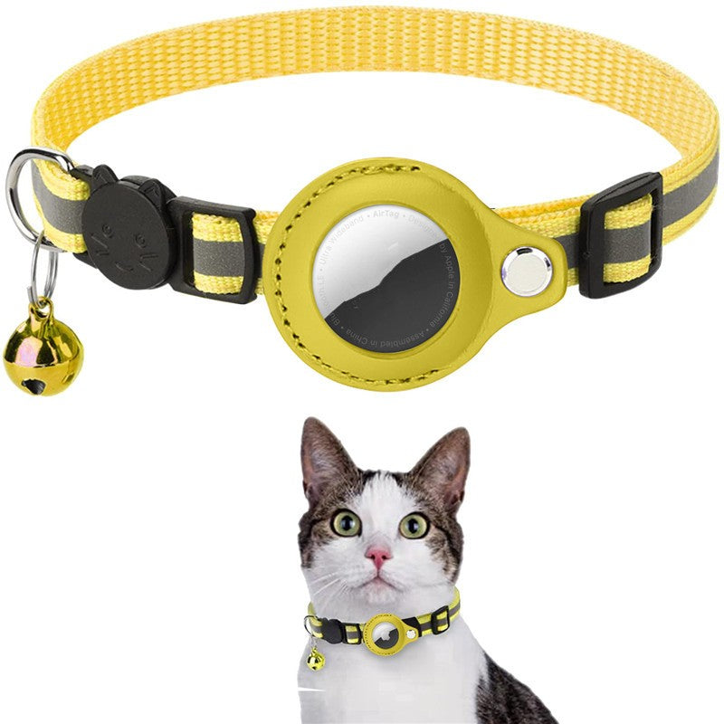 Pet Collar with Bell and Airtag Holder