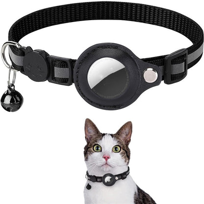 Pet Collar with Bell and Airtag Holder
