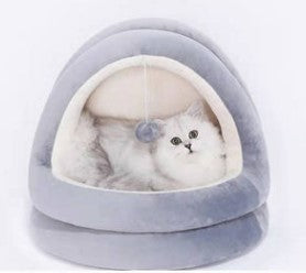 cat bed with hanging toy