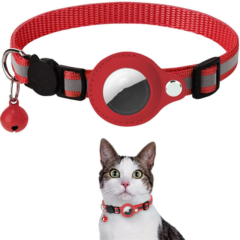 Pet Collar with Bell and Airtag Holder