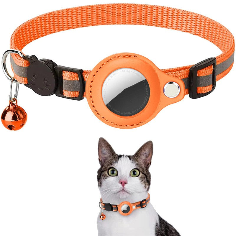 Pet Collar with Bell and Airtag Holder