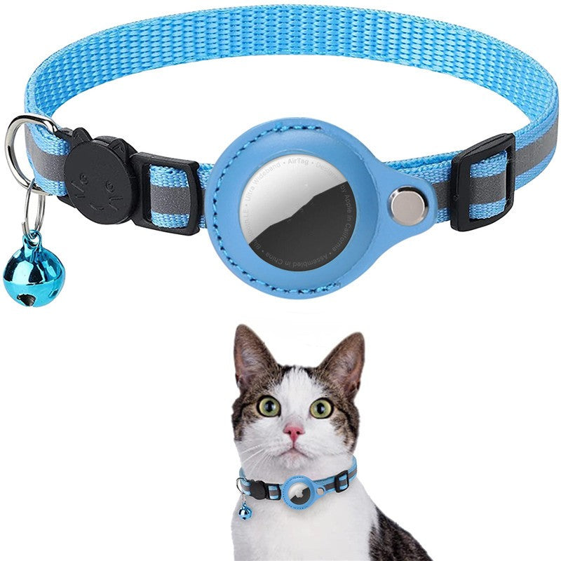Pet Collar with Bell and Airtag Holder
