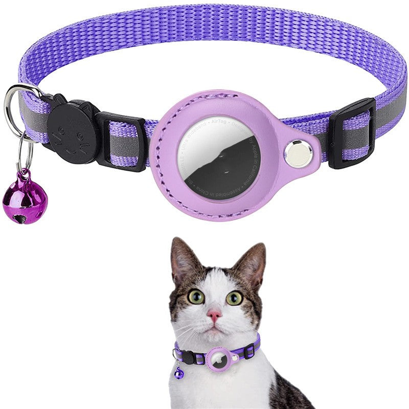 Pet Collar with Bell and Airtag Holder