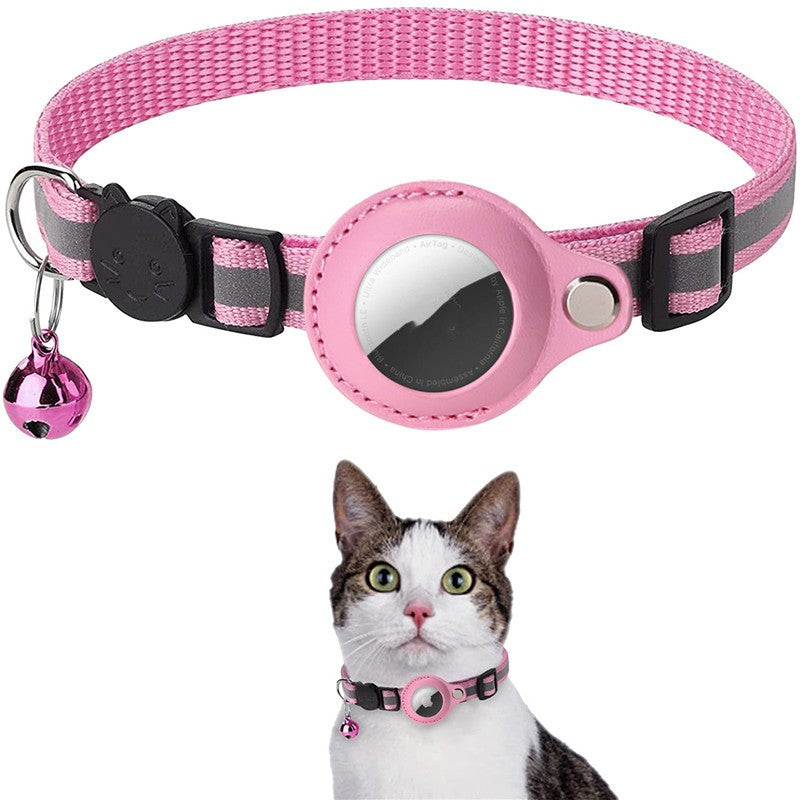 Pet Collar with Bell and Airtag Holder