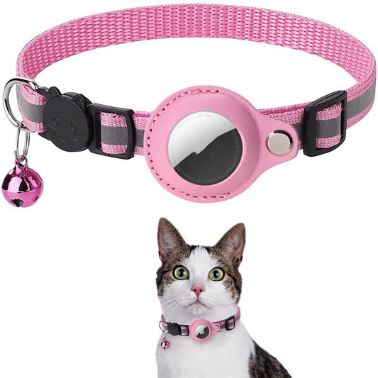 Pet Collar with Bell and Airtag Holder